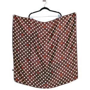 AKER 100% Silk Brown Polka Dot Square Scarf